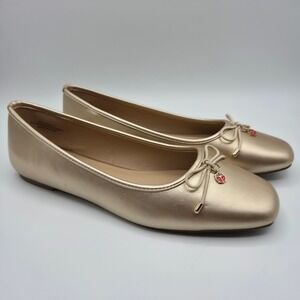 Comfort Feet Womens Champagne Square Toe Ballet Flats Ladybug Size 8 Spring